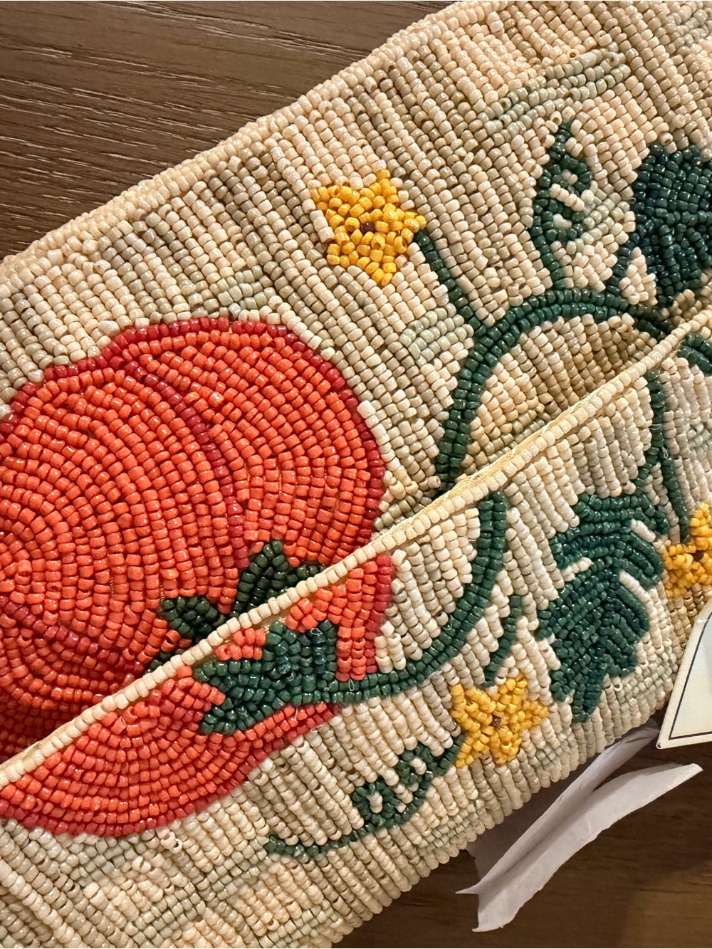 Fall Beaded Pumpkin Crossbody Bag in Cream and Orange - Picture 2 of 5